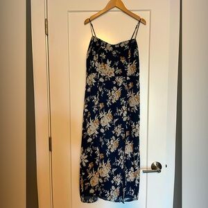 Abercrombie High-Slit Midi Dress Navy Floral